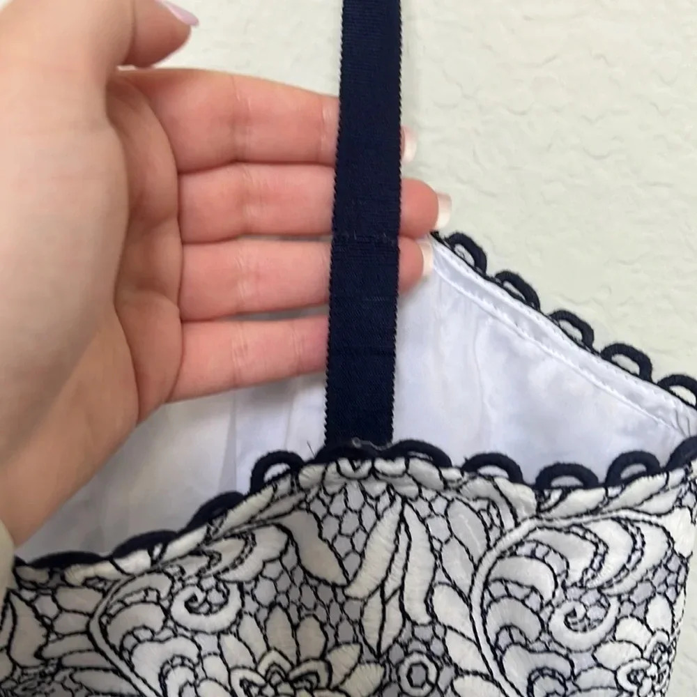 Draper James Navy Blue & White Floral Lace Midi Dress - Picture 4 of 7